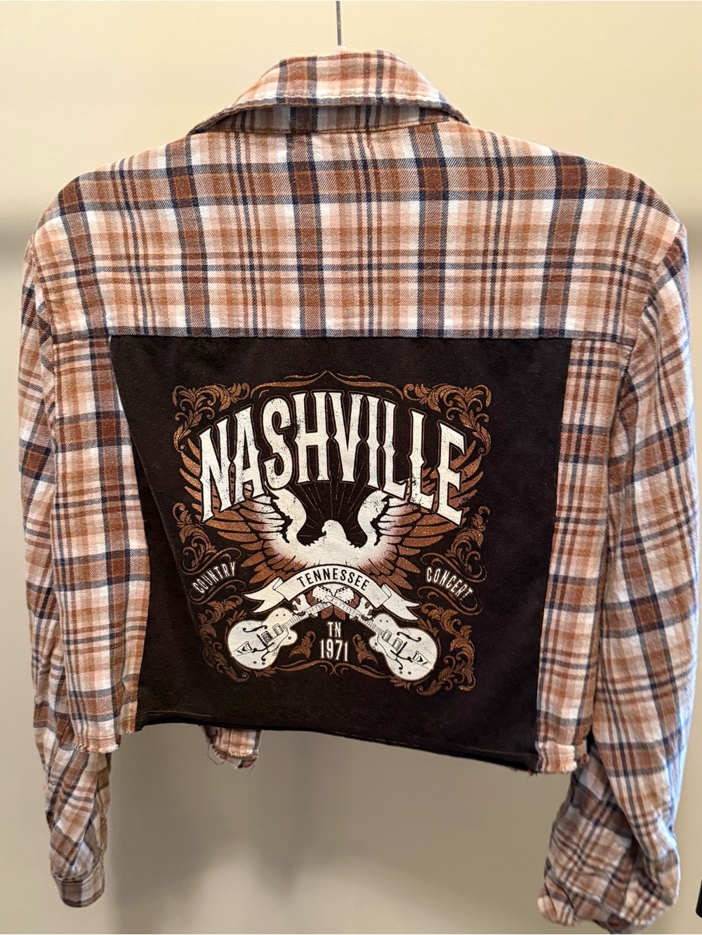 Altar’d State Nashville Plaid Flannel cropped Shirt - Brown Plaid